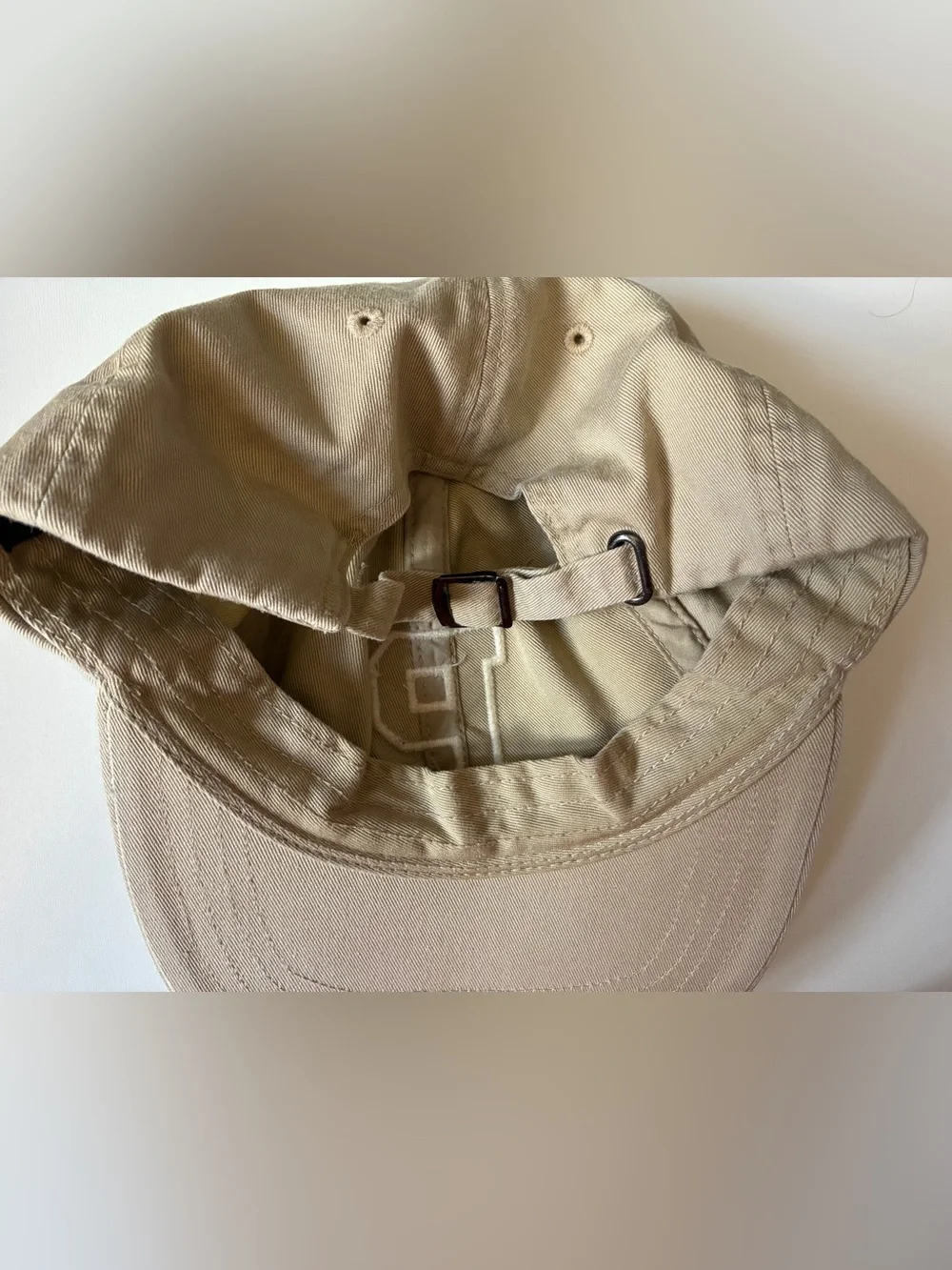 Vintage Polo Ralph Lauren Beige Big P Logo Baseball Cap - Spellout Polo